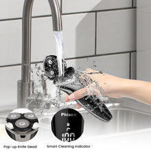 Phisco Wet and Dry Waterproof 3D Floating Electric Shaver for men with Pop Up Trimmer Black