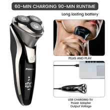 Phisco Wet and Dry Waterproof 3D Floating Electric Shaver for men with Pop Up Trimmer Black