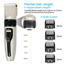 MR818 USB Rechargeable Mens Electric Hair Clipper Kit with 4 Guide Combs Gold
