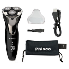 Phisco Wet and Dry Waterproof 3D Floating Electric Shaver for men with Pop Up Trimmer Black
